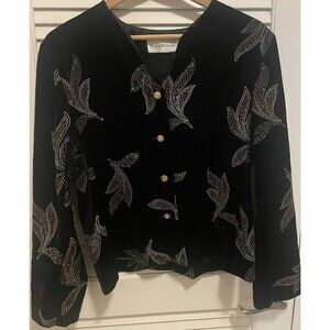 Vintage Norton Mcnaughton Velvet Blazer Jacket Top Whimsigoth Old Money Black